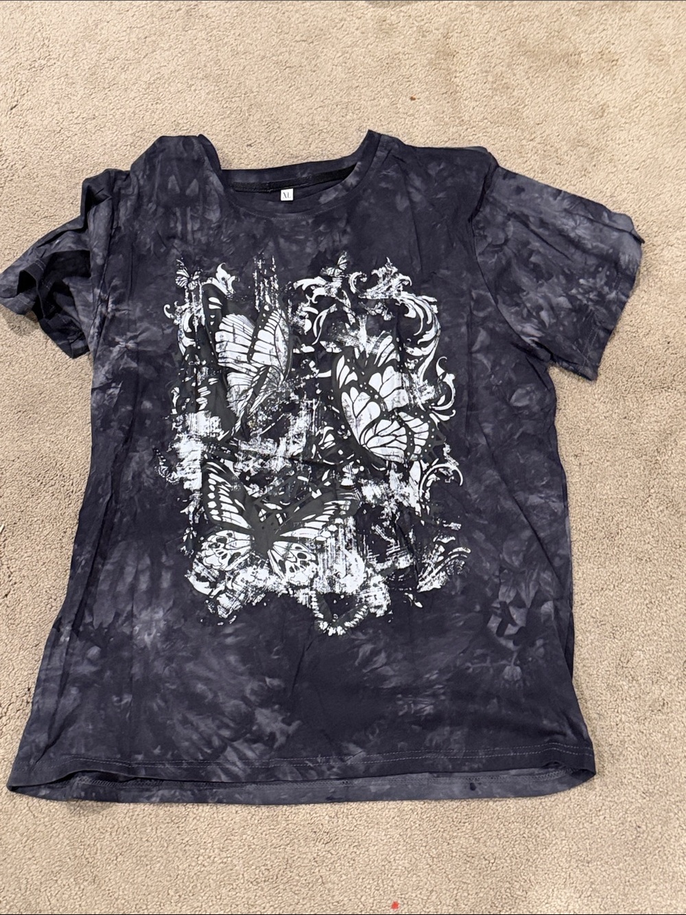 Men's Black Tie-Dye Butterfly Graphic Tee